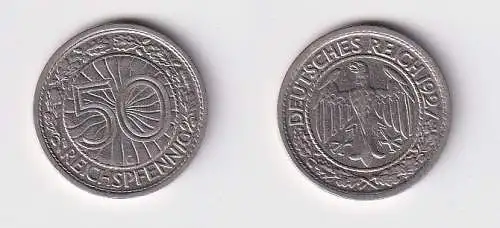 50 Pfennig Nickel Münze 1927 J Jäger 324 ss+ (163903)