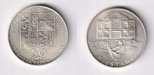 50 Kronen Silber Münze Tschechoslowakei Piestany 1991 (166067)