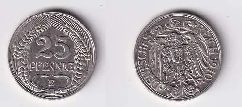 25 Pfennig Nickel Münze Kaiserreich 1910 E vz (166027)