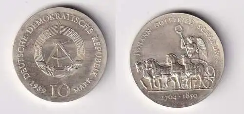 DDR Gedenk Münze 10 Mark Johann Gottfried Schadow 1989 Stempelglanz (167065)