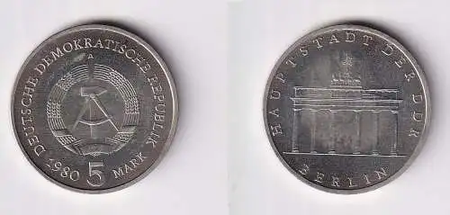 DDR Gedenk Münzen 5 Mark Brandenburger Tor 1980 Stempelglanz (167449)