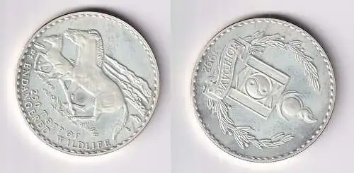 250 Togrog Ag Münze Mongolei 1992 bedrohte Tierwelt Pferde (166265)