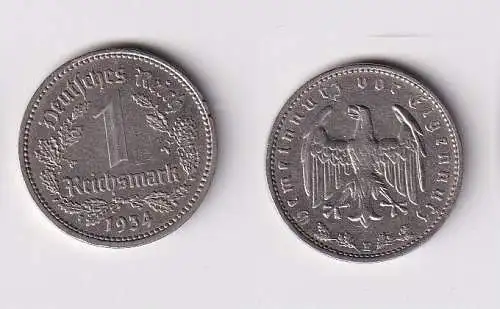 1 Mark Nickel Münze III.Reich 1934 E Jäger Nr. 354 vz (166528)