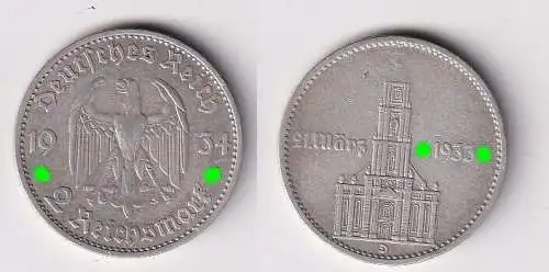 2 Mark Silber Münze 3. Reich Garnisonkirche mit Datum 1934 D Jäger 355 (166744)