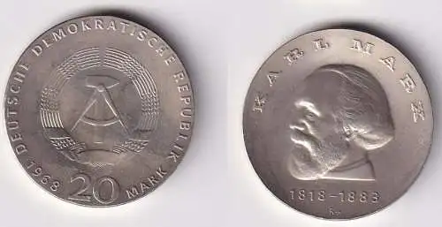 DDR Gedenk Münze 20 Mark Karl Marx 1968 Stempelglanz (166924)