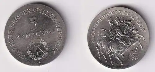 DDR Gedenk Münze 5 Mark Adolf von Lützow 1984 Stempelglanz (166808)