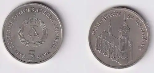 DDR Gedenk Münze 5 Mark Schloßkirche zu Wittenberg 1983 Stempelglanz (167474)