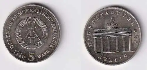 DDR Gedenk Münzen 5 Mark Brandenburger Tor 1986 Stempelglanz (167492)