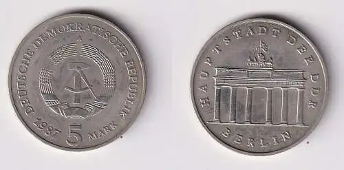 DDR Gedenk Münze 5 Mark Brandenburger Tor 1987 Stempelglanz (167489)