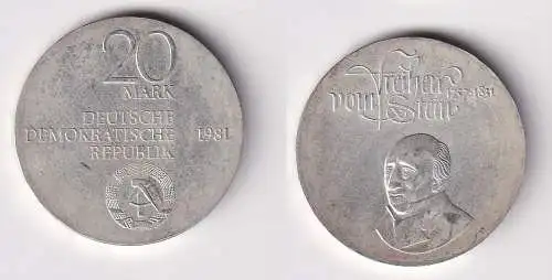 DDR Gedenk Münze 20 Mark Freiherr vom Stein 1981 Stgl. (167557)