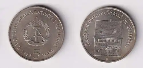 DDR Gedenk Münze 5 Mark Luthers Geburtshaus in Eisleben 1983 (166881)