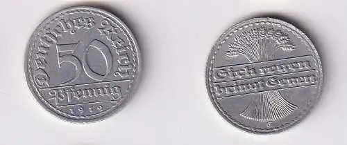 50 Pfennig Aluminium Münze Deutsches Reich 1919 E Jäger 301 (107682)