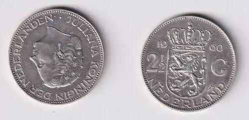 2 1/2 Gulden Silber Münze Niederland 1960 ss+ (140333)