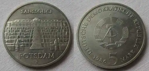 DDR Gedenk Münze 5 Mark Potsdam Sanssouci 1986 Stempelglanz (131045)