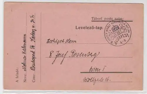 43562 alte Postkarte von Budapest nach Wien Krönungsstempel 30.12.1916