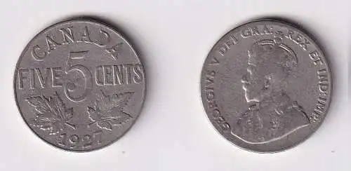 5 Cents Kupfer Nickel Münze Kanada Canada Georg V. 1927 ss (167154)