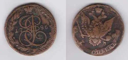 5 Kopeke Kupfer Münze Russland 1786 Katharina II. (155304)