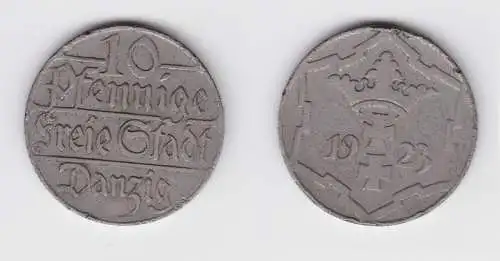 10 Pfennig Kupfer Nickel Münze Danzig 1923 Jäger D 5 ss (155778)