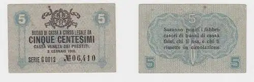5 Centesimi Banknote Italien 2.1.1918 Cassa Veneta dei Prestiti (153658)