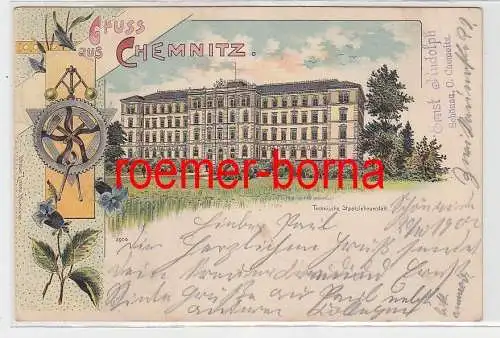 75175 Ak Lithografie Gruss aus Chemnitz Technische Staatslehranstalt 1900