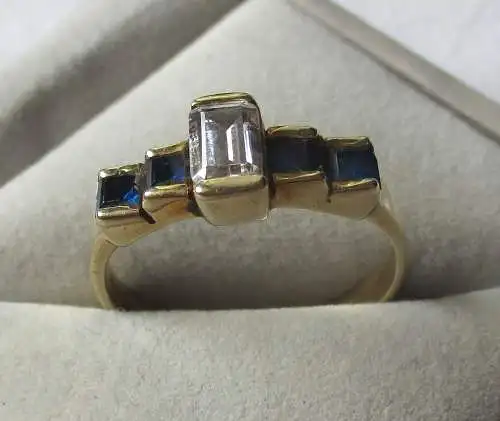 eleganter Damen Ring aus 585er Gold mit Saphirspinell und Schmuckstein (123010)