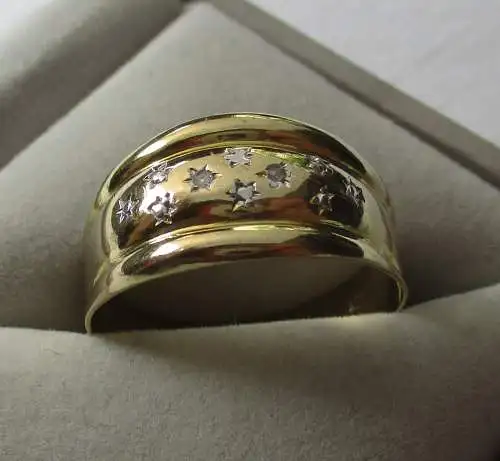 eleganter Damen Ring aus 333er Gold Ringschiene mit Sternenhimmel (125054)