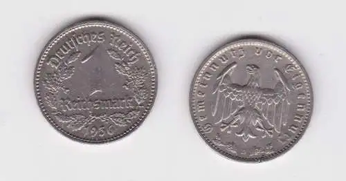 1 Mark Nickel Münze Deutsches Reich 1936 D Jäger 354 (127920)