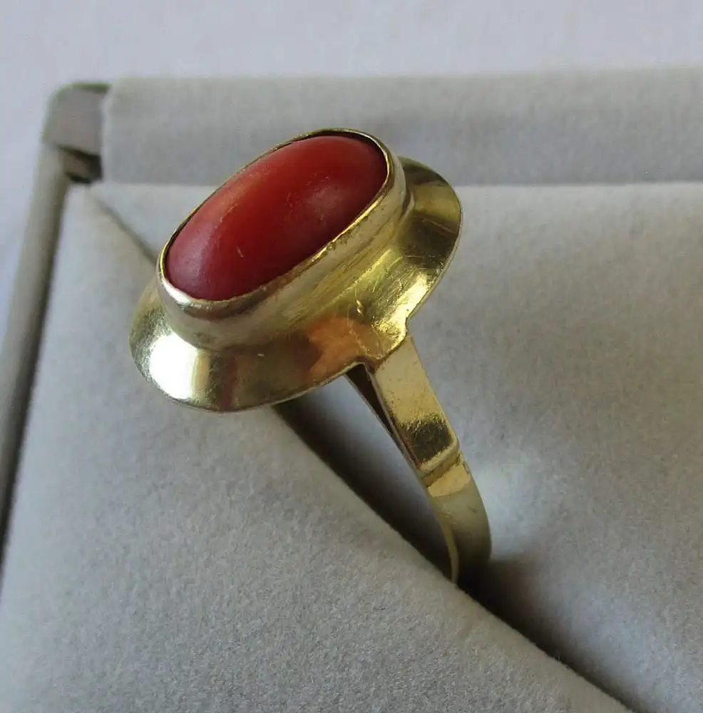 hochwertiger ägyptischer Damen Ring aus 750er Gold mit Koralle (129466) 0