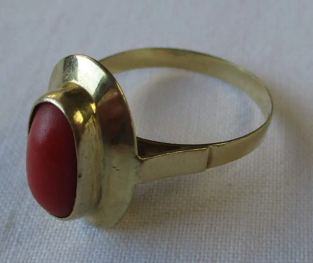 hochwertiger ägyptischer Damen Ring aus 750er Gold mit Koralle (129466) 1
