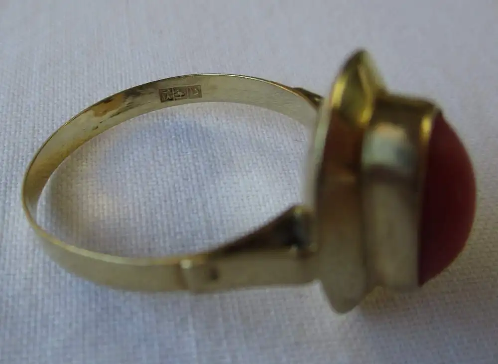 hochwertiger ägyptischer Damen Ring aus 750er Gold mit Koralle (129466) 2
