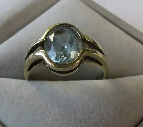 eleganter Damen Ring 333er Gold mit blauem Topas Ostseeschmuck (124908)