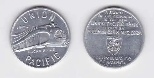 Aluminium Wertmarke Union Pacific Eisenbahn Lucky Piece 1934 (150511)