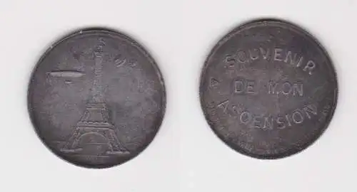 kleine Medaille Paris Eiffelturm mit Luftschiff und Flugzeug (128270)