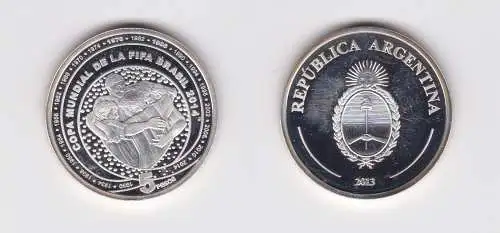 5 Pesos Silber Münze 2014 Argentinien Fußball WM 2014 in Brasilien (152105)