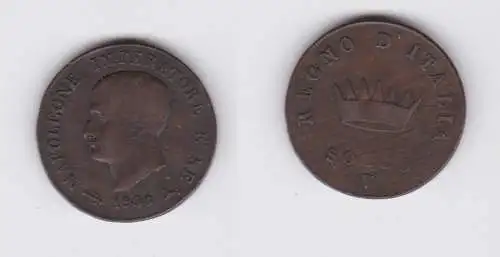 1 Soldo Kupfer Münze Italien unter Napoleon 1808 V (150944)