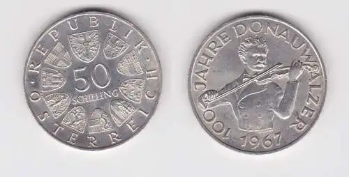 50 Schilling Silber Münze Österreich 1967 100 Jahre Donauwalzer (154661)