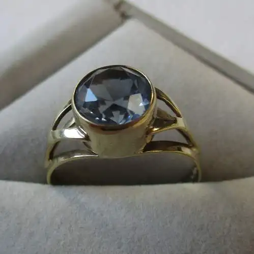 eleganter Damen Ring 333er Gold mit hellblauem Spinell Edelstein (113545)