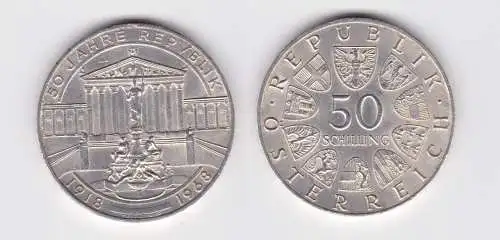 50 Schilling Silber Münze Österreich 50 Jahre Republik 1918-1968 (151307)