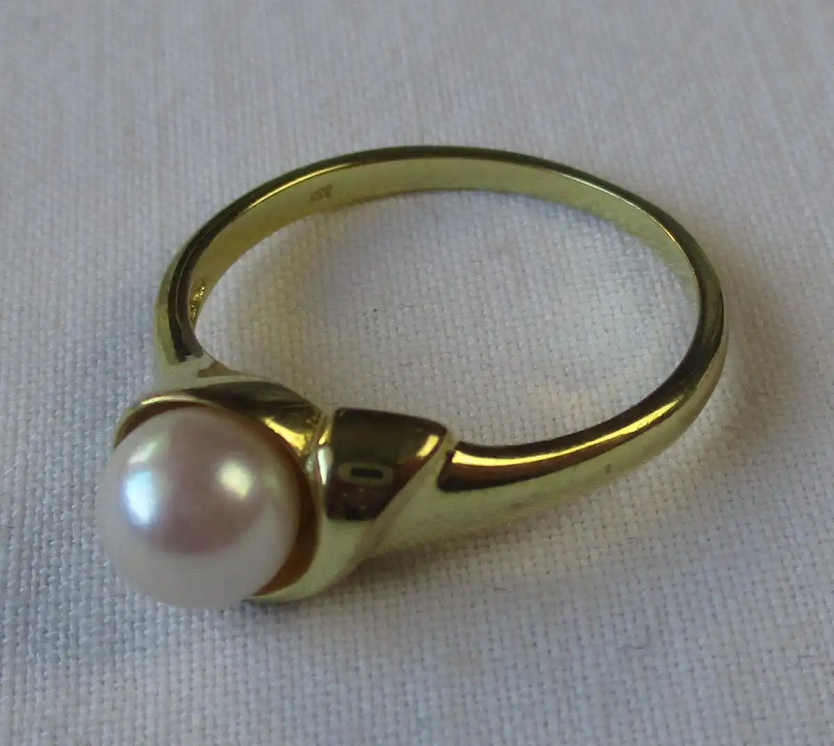 eleganter Damen Ring 333er Gold mit Diamantsplitter und Perle (108382) 2