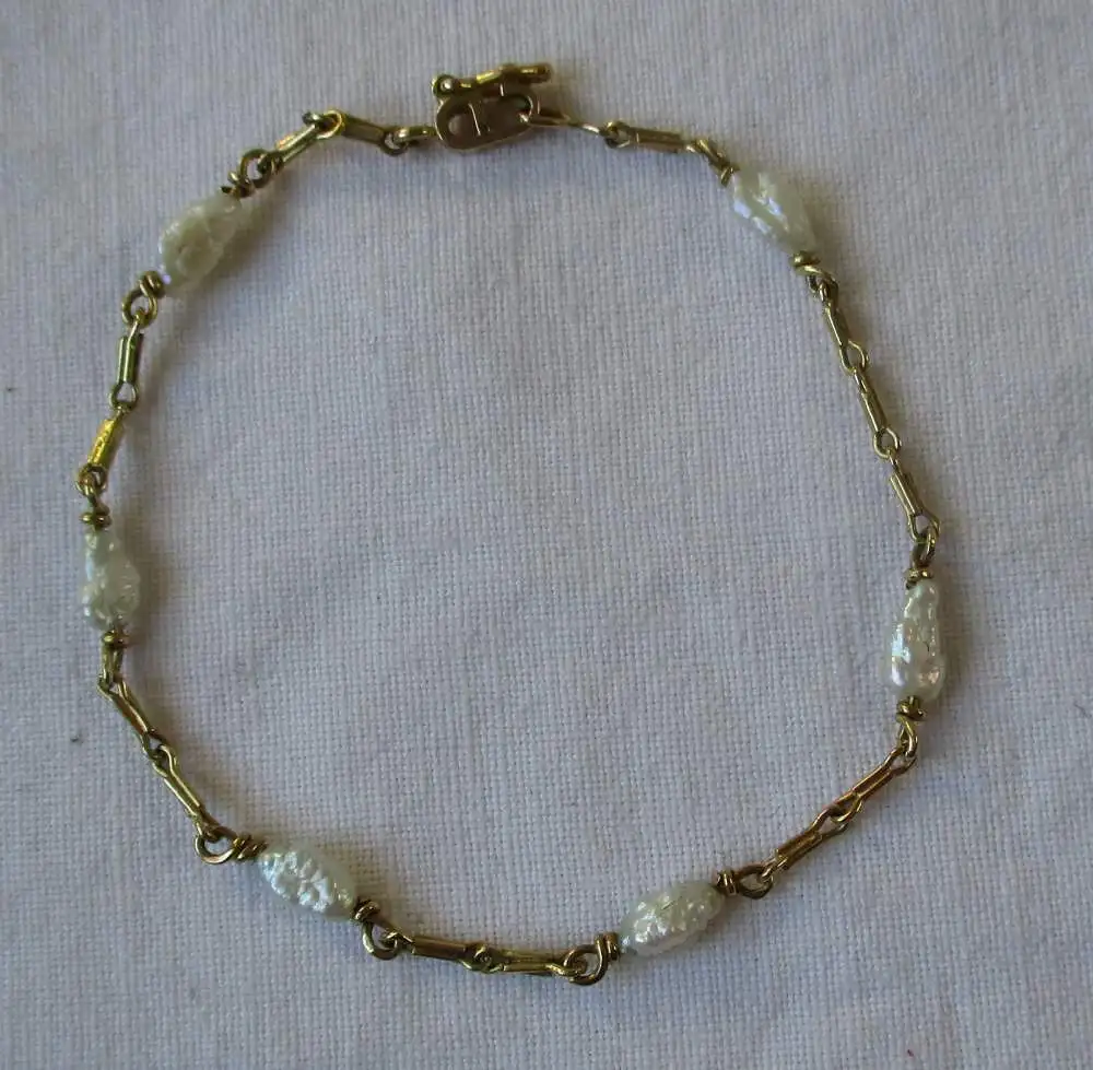 hochwertiges 18 Karat Gold Kinderarmband mit Opalen Länge 14,5 cm (111571) 0