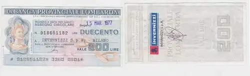 200 Lire Banknote Italien Italia La Banca Provinciale Lombarda 15.3.1977(152768)