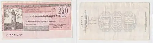 250 Lire Banknote Italien Italia La Banca Populare di Bergamo 26.1.1977 (150192)
