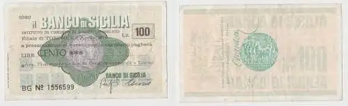 100 Lire Banknote Italien Italia  Banco di Sicilia 2.4.1976 (155242)