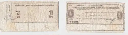 50 Lire Banknote Italien Italia Banca di Credito Agrario di Ferrara 1976(155912)