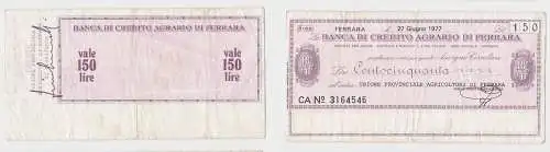 150 Lire Banknote Italien Italia Banca di Credito Agrario di Ferrara (155635)