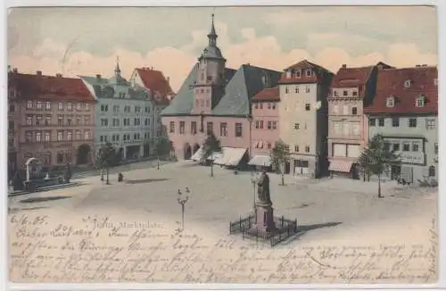 49616 Ak Jena Marktplatz mit Geschäften 1905