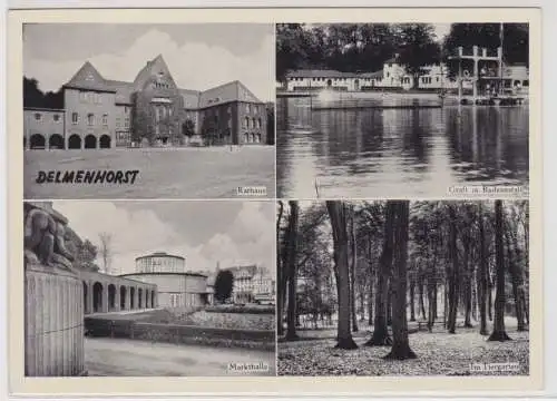 38355 Mehrbild Ak Delmenhorst Badeanstalt, Tiergarten, Markthalle, Rathaus