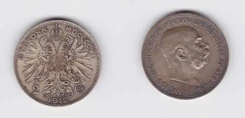 2 Kronen Silber Münze Österreich 1912 vz (132713)