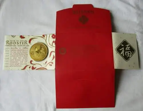 50 Cents Bronze Münze Australien Jahr des Hahn 2005 Coincard (116776)