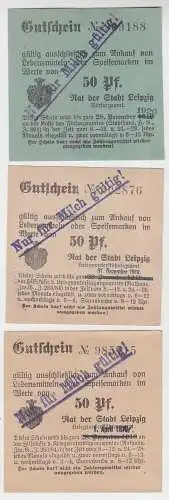 3 verschiedene 50 Pfennig Milch Gutscheine Stadt Leipzig (120820)